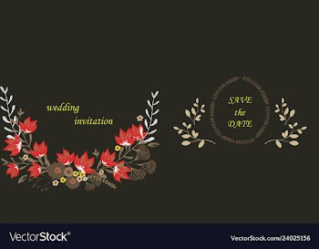 Wedding invitation with rose flowers and leaves vector image