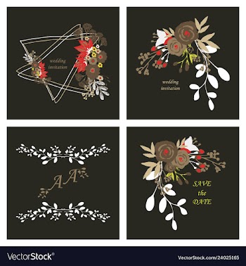 Wedding invitation with rose flowers and leaves vector image