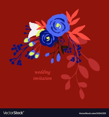 Wedding invitation with rose flowers and leaves vector image