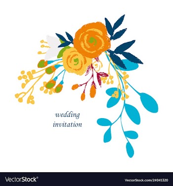 Wedding invitation with rose flowers and leaves vector image