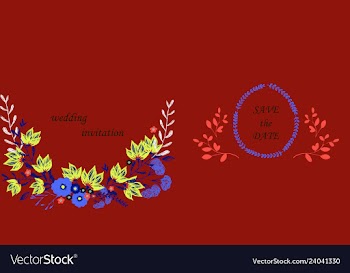 Wedding invitation with rose flowers and leaves vector image