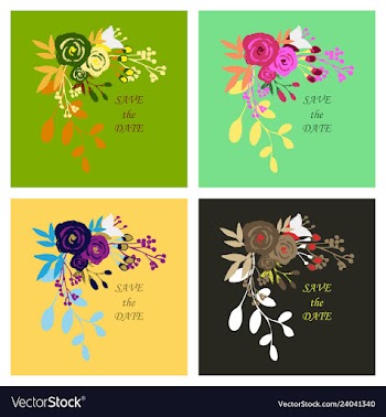 Wedding invitation with rose flowers and leaves vector image