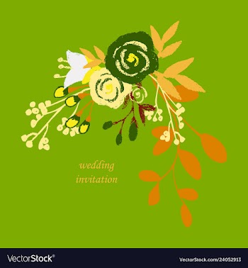 Wedding invitation with rose flowers and leaves vector image