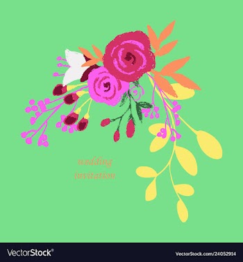 Wedding invitation with rose flowers and leaves vector image