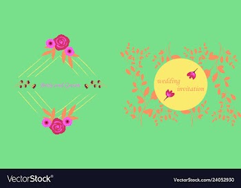 Wedding invitation with rose flowers and leaves vector image