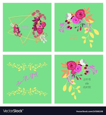 Wedding invitation with rose flowers and leaves vector image