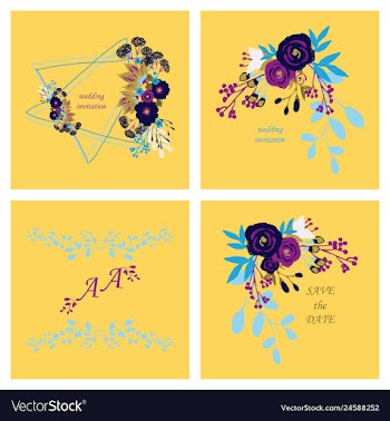 Wedding invitation with rose flowers and leaves vector image