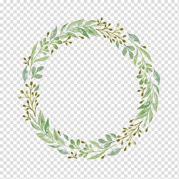 Wedding invitation Wreath Paper Watercolor painting , Hand-painted garlands, green leaves illustration transparent background PNG clipart