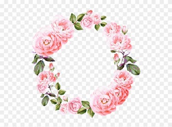 Wedding Invitation Wreath Template Decorated With Watercolor - Pink Roses Watercolor Wreath