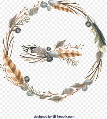 Wedding invitation Wreath Watercolor painting Feather Flower - watercolor wreath 