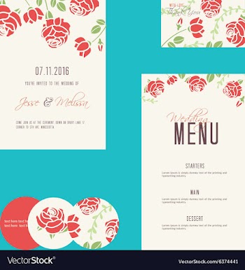 Wedding invitations template vector image