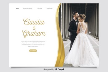 Wedding landing page with image Free Vector