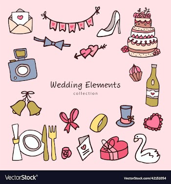 wedding love elements collection doodles icons