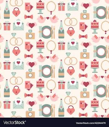 wedding love seamless pattern elements