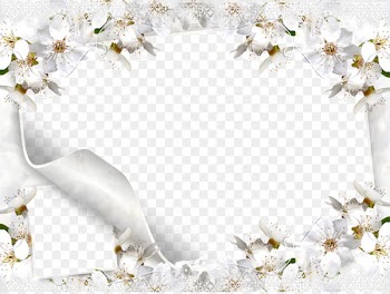 Wedding Microsoft PowerPoint Wallpaper - White Flower Frame PNG Picture 