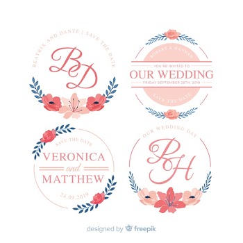 Wedding monogram logo templates collection Free Vector