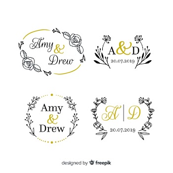 Wedding monogram logo templates collection Free Vector
