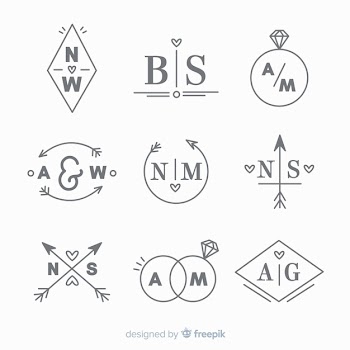 Wedding monogram logo templates collection Free Vector