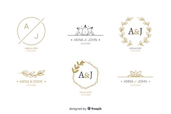 Wedding monogram logo templates collection Free Vector