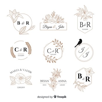 Wedding monogram logo templates collection Free Vector