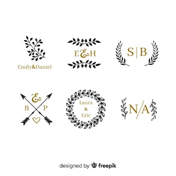 Wedding monogram logo templates collection Free Vector