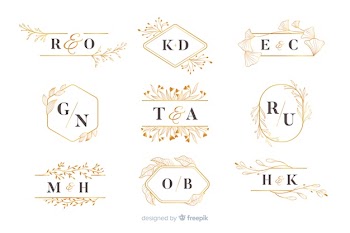 Wedding monogram logo templates collection Free Vector