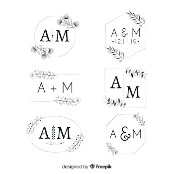 Wedding monogram logo templates collection Free Vector
