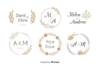 Wedding monogram logos template collection Free Vector