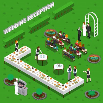 Wedding reception isometric illustration Free Vector