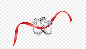 Wedding ring Marriage - Diamond ring red ribbon decoration pattern 