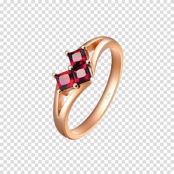 Wedding ring Ruby Diamond Chow Tai Fook, Three ruby ​​rings transparent background PNG clipart
