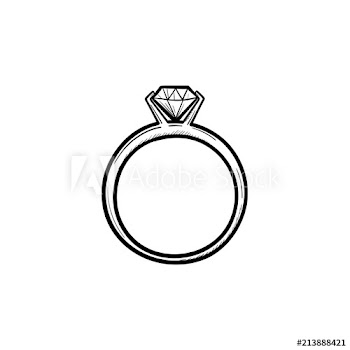 Wedding ring with diamond hand drawn outline doodle icon