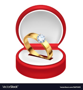wedding rings in a gift box on white background