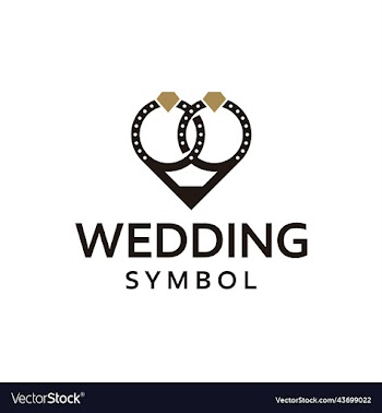 wedding rings with love logo icon template