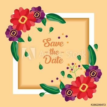 wedding save the date flowers card