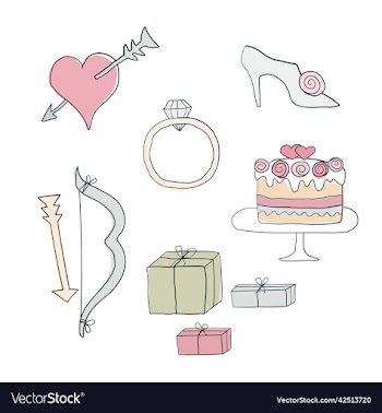 wedding set of line art icons hand drawn