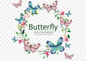 Wedding Sticker - Vector hand painted butterfly label png download ...