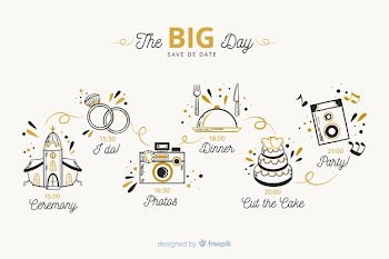 Wedding timeline in hand drawn style Free Vector