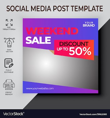 weekend sale social media post template design