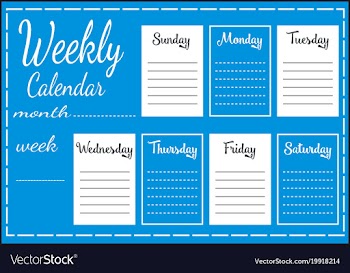 					Weekly calendar report vector image														