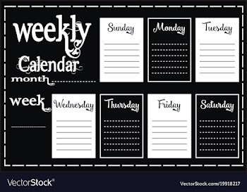  					Weekly calendar report vector image														