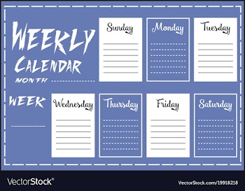  					Weekly calendar report vector image														