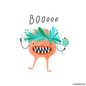 Weird monster, alien or extraterrestrial with fangs