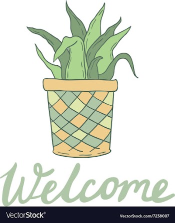 Welcome card with cute hoseplant vector image