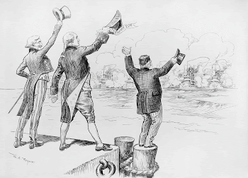 "Welcome home!" Political cartoon noting | Free Photo - rawpixel