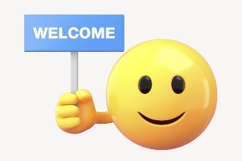 Welcome sign mockup, 3D emoji | Free PSD Mockup - rawpixel