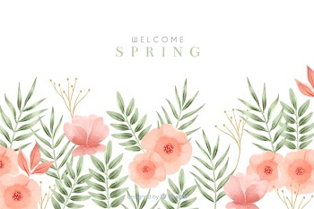 Welcome spring background with flowers Free Vector