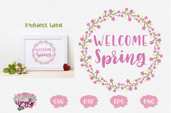 Welcome Spring Floral Wreath - A Spring SVG