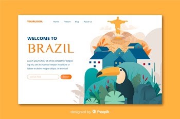 Welcome to brazil landing page template Free Vector