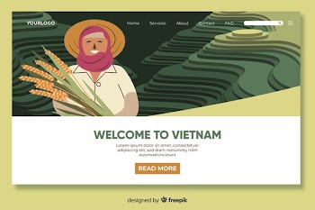 Welcome to vietnam landing page template Free Vector